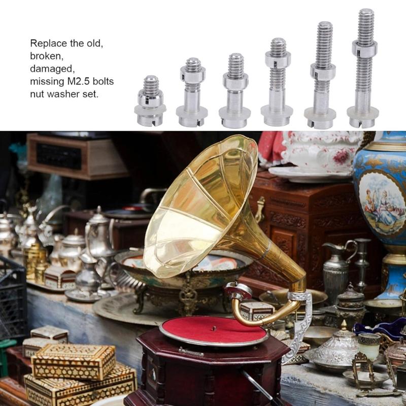 Pack of 6 Turntable Headshell Cartridges Mounting Set Screws and Hardware Player Assembly Parts Metal Nut Washers