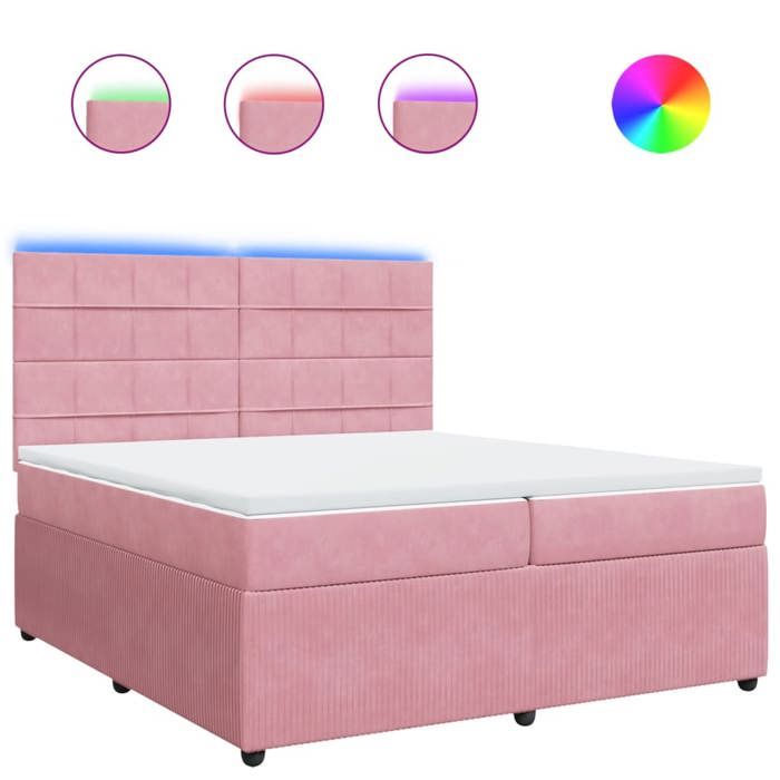 VidaXL Slat Bed Base with Mattress Pink 200x200 Cm Velvet 3294735