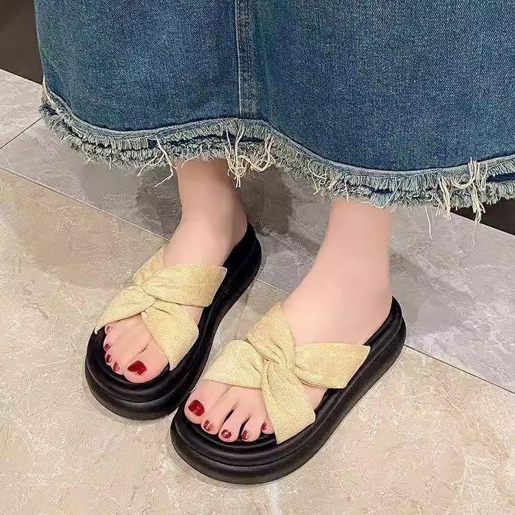 Cool slippers women's summer wear new with skirt platform beach sandals fashionable pregnant women's one-word drag