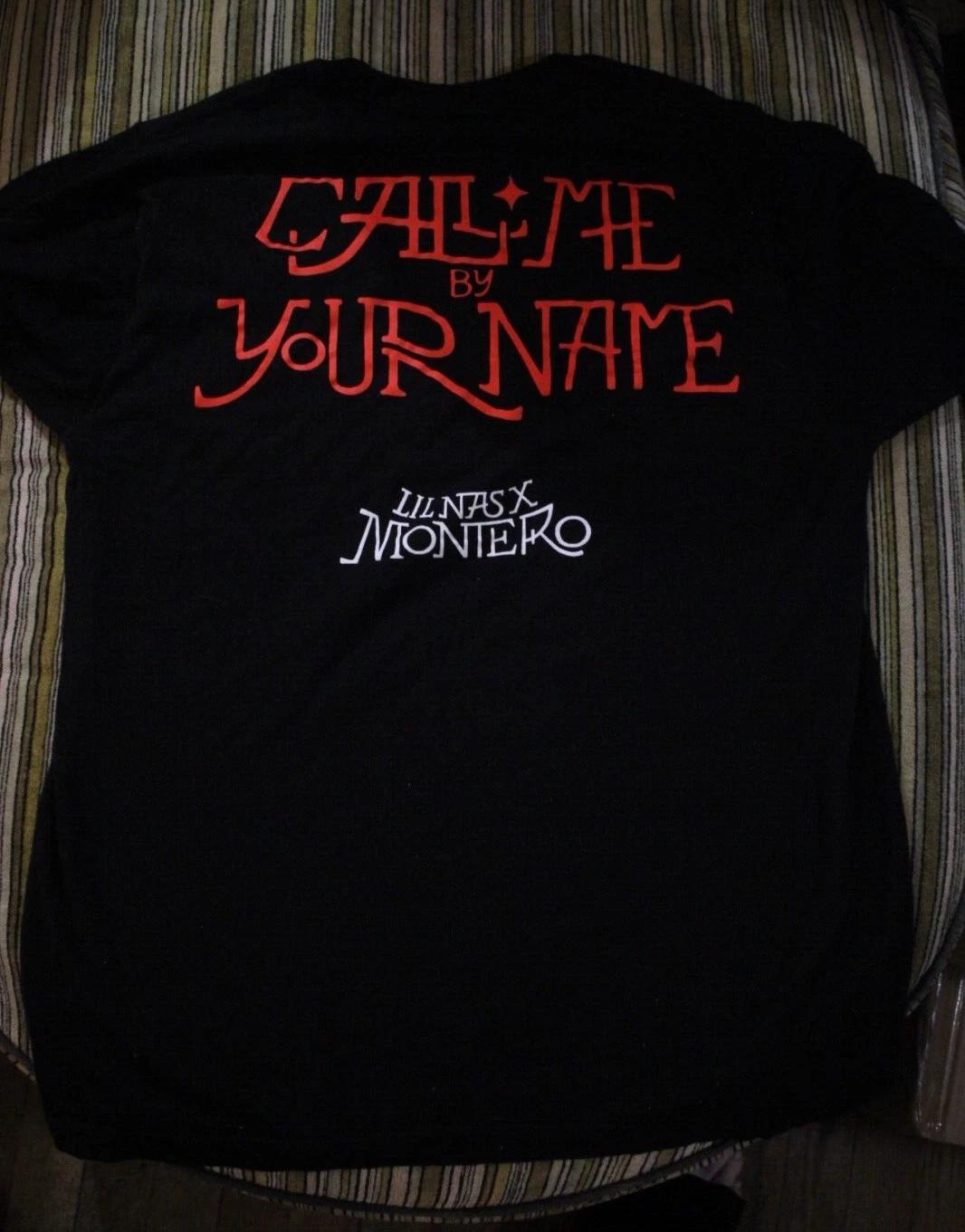 

РЕДКИЙ T-shirt Lil Nas X Call Me By Your Name Montero (большой) Грустный Дьявол Эмодзи XL