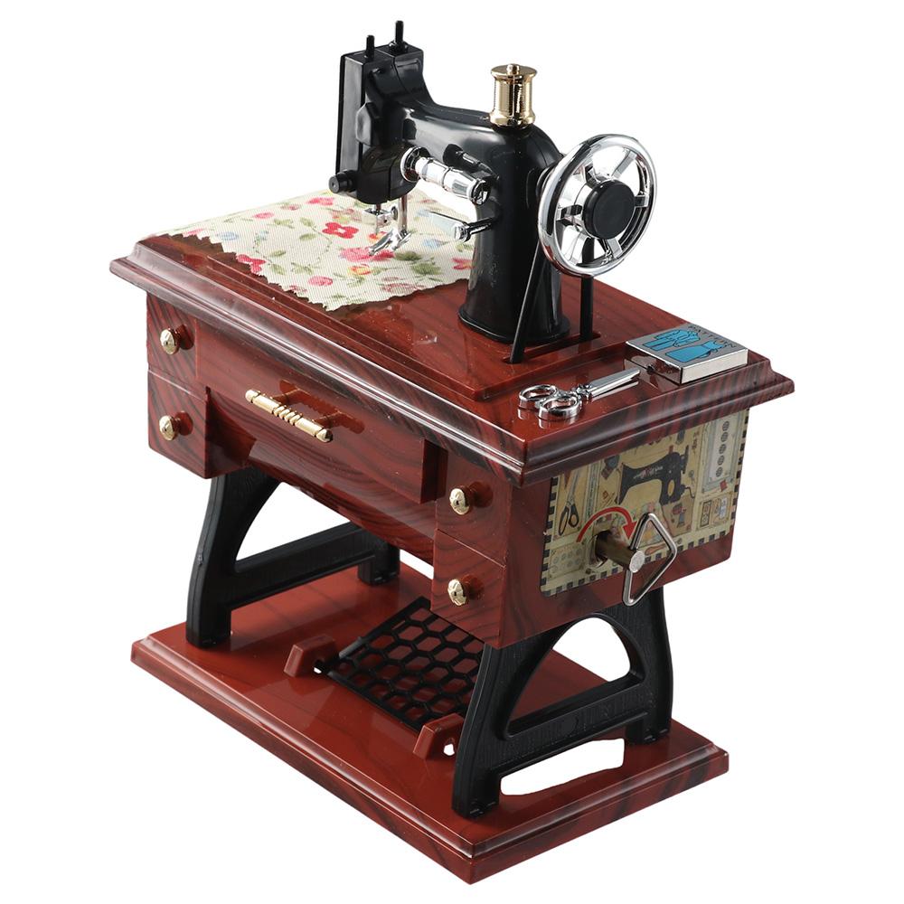 12.0×8.0×16.0 cm Retro Sewing Music Box Mini Sewing Machine Style Vintage Mini  For Home Decor