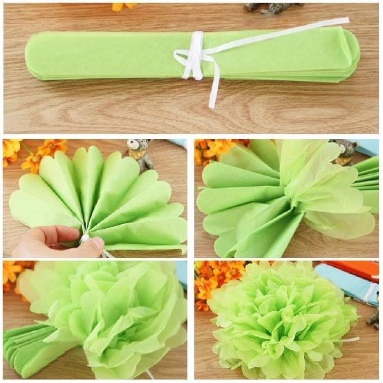 Paper Pom Poms Color Tissue Flowers Hanging Paper Fans Celebration Wedding Birthday Party Halloween Christmas Outdoor Decoration-Set of 20
