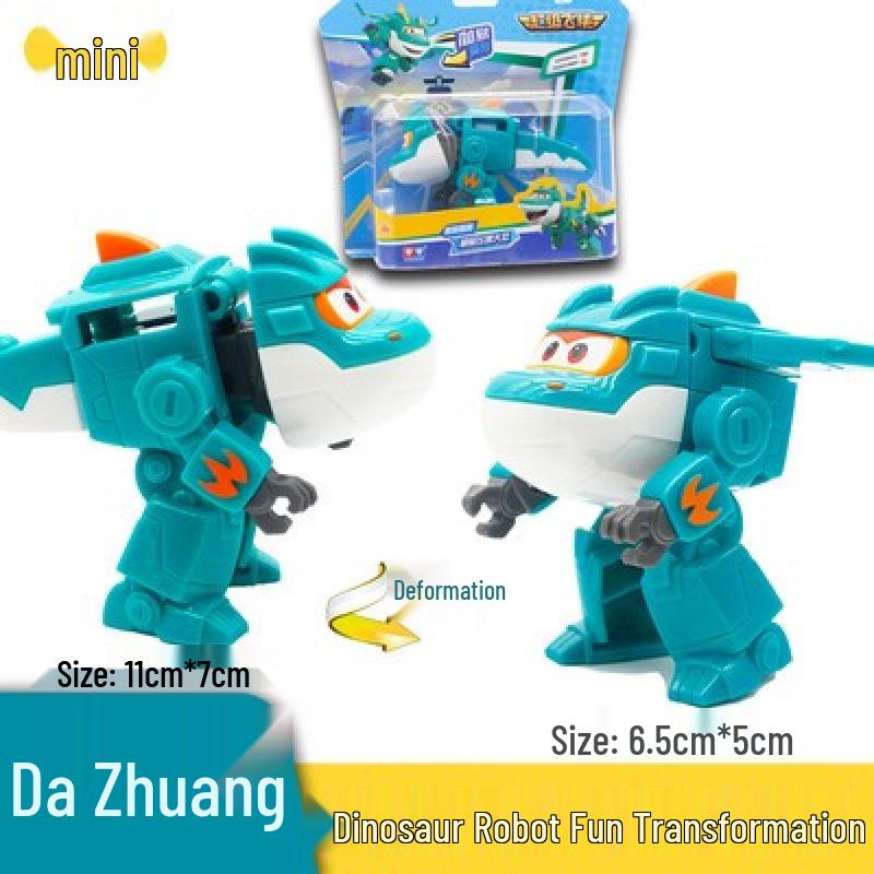 Super Wings 13-Piece Mini Transforming Robot Set: Jett, Big Strong, Jin, and Mighty Little Wing Toys