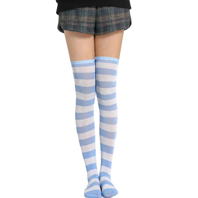 New Socks Long Tube Ladies Japanese Blue and White Striped Over-knee Socks Thigh Socks  Thigh High Stockings  Knee High
