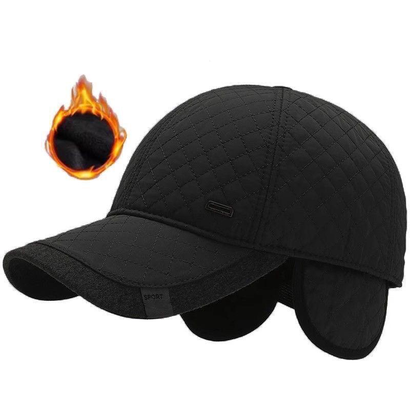 

Fashion Thicker Baseball Cap Men Warm Autumn Winter Trucker Hat with Earflaps Middle-aged Elderly Hat Ears Protected Dad Caps чёрный