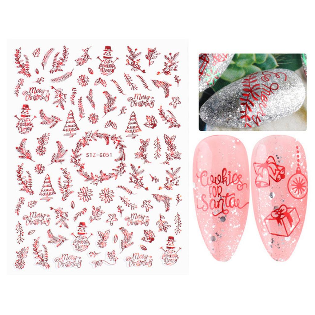 Nail Stickers Christmas Series Nails Red Elk Snowflake Tree 3D Nail Decals