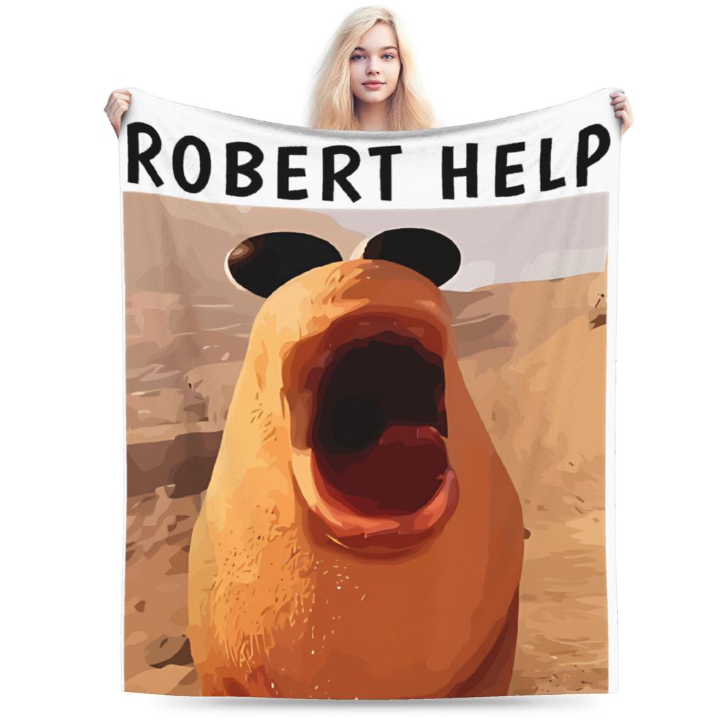 Marcus The Worm Meme Blanket Fleece Decoration Robert Help Me Breathable Lightweight Thin Throw Blankets for Sofa Bedspread