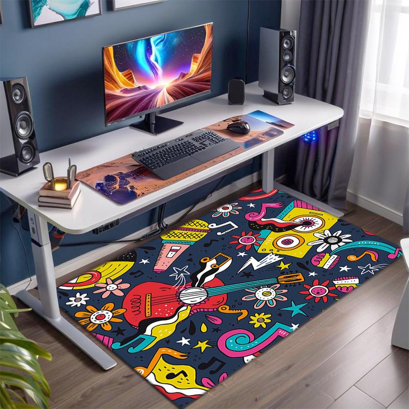 1Pc Musical elements Printed circular carpet, home door mat, outdoor travel protection carpet A10