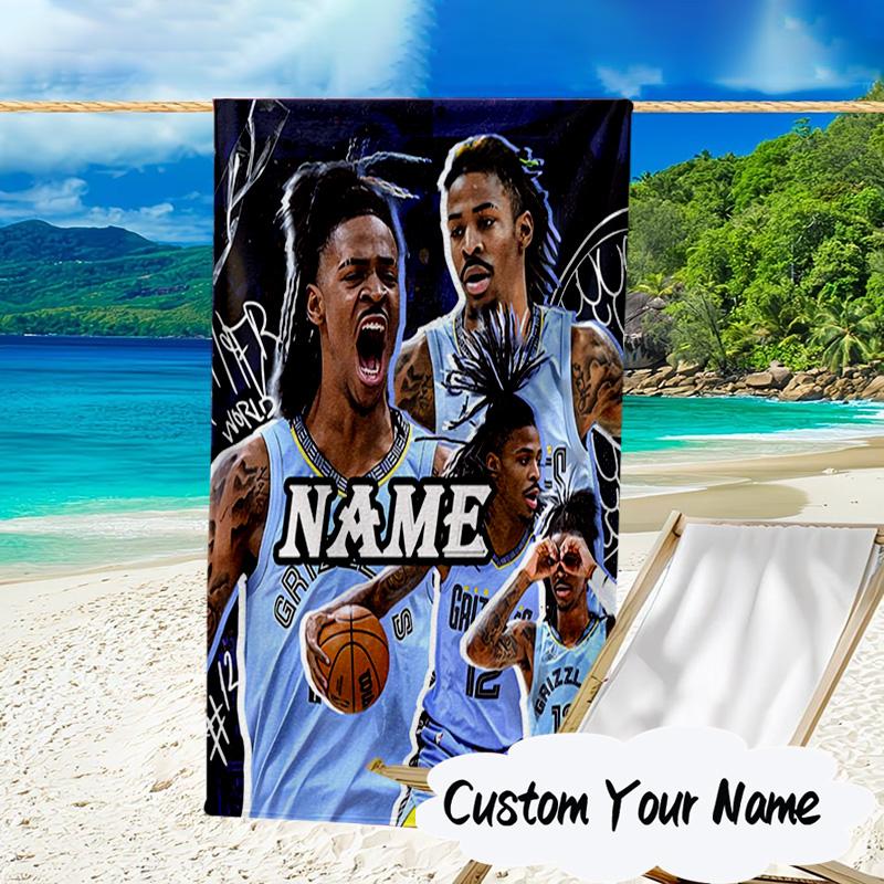 Custom Name Morant Team Spirit Microfiber Beach Towel Super Soft & Absorbent for Bath, Beach, Travel Bath Time Accessory, Fan Gifts