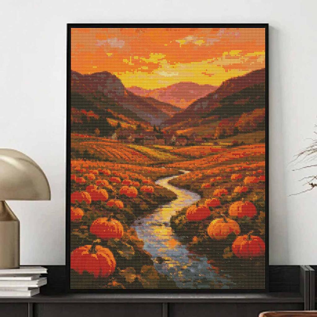 Halloween diamond painting kit handmade diy pumpkin patch landscape scenery painting home decoration painting