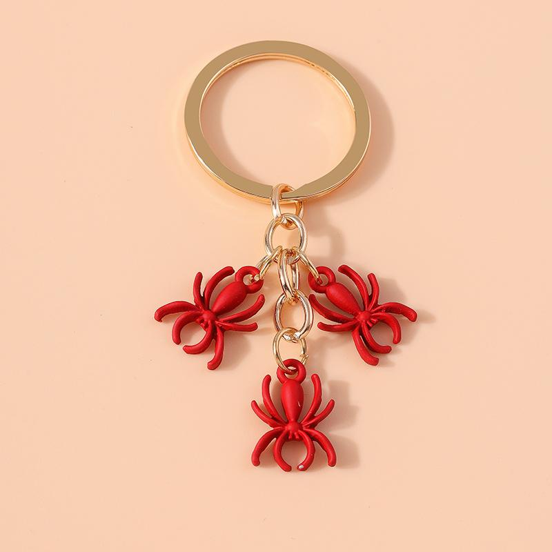 New Enamel Spider Keychain Animal Keyring Pendants for Car Key Holder Women Girl Handbag Decor DIY Jewelry Gift