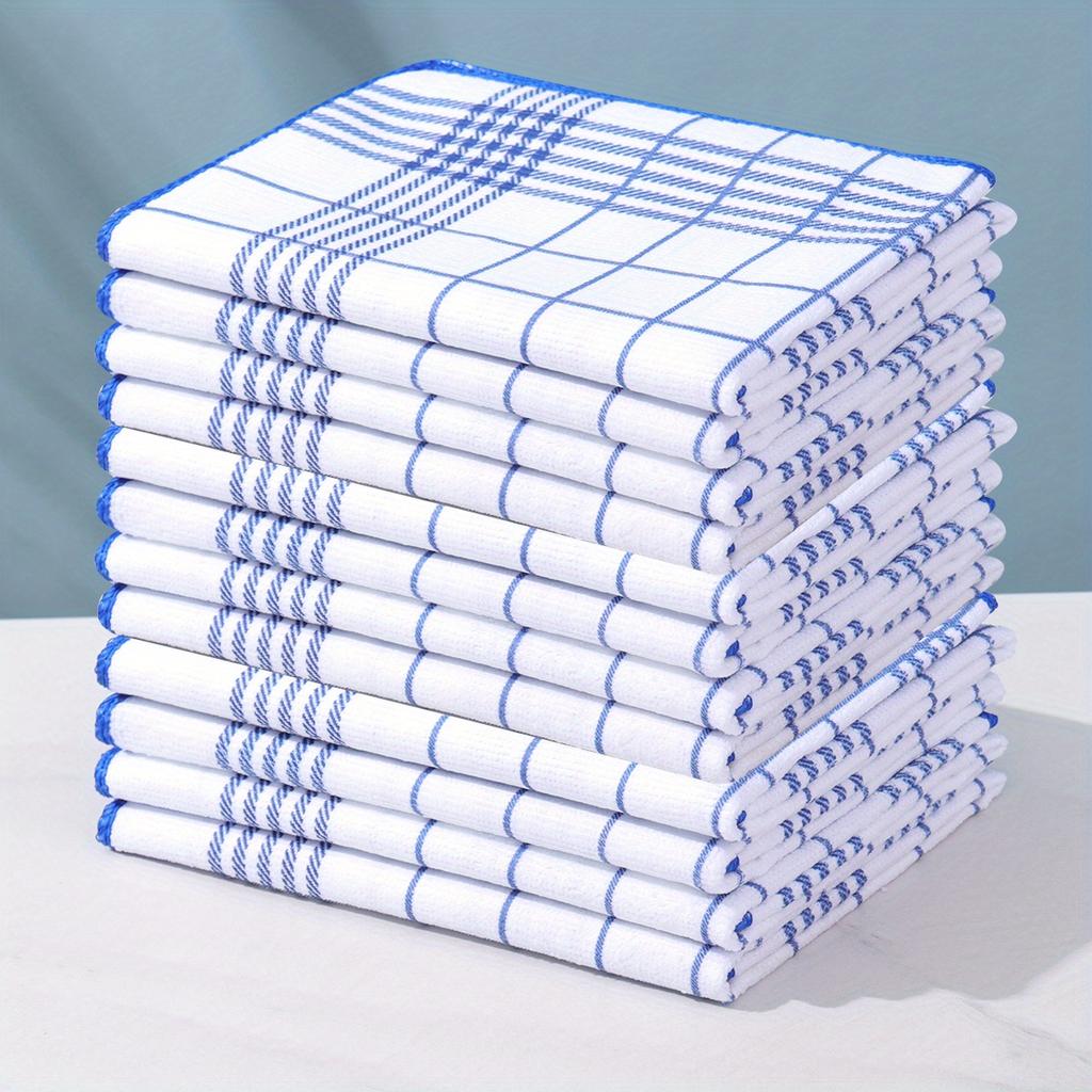 6PCS Cotton Kitchen Tea Towels Absorbent Lint Free Catering Restaurant Cloth Dish Towels Cleaning Cloth Kitchen Cleaning Towel