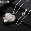 925 Sterling Silver Openwork Heart Pendant Necklace - Stylish Evening Jewelry