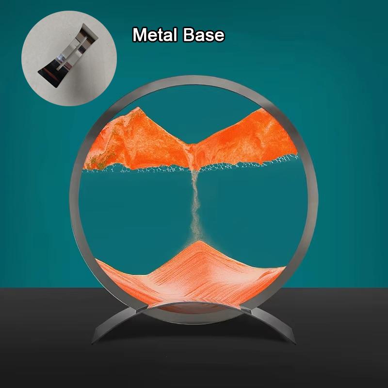 Metallfuß Sandscape Bewegliche Sandkunst Bild Kinetischer Treibsand Dynamische Flüssigkeit Sanduhr Fließende Sandmalerei Heimdeko Geschenke