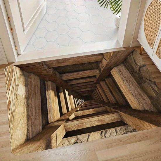3D Optische Täuschung Fußmatte Rutschfest Vision Teppich mit Atemberaubendem 3D Visuellen Effekt Design Teppich für Wohnzimmer Schlafzimmer Flur Pflegeleichter Teppich