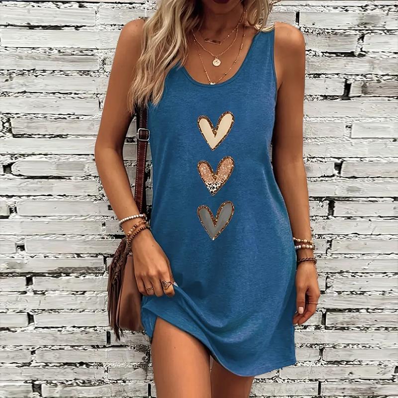 

Женское платье без рукавов с круглым вырезом и принтом Love , свободное, мягкое и удобное, большого размера 6XL синий