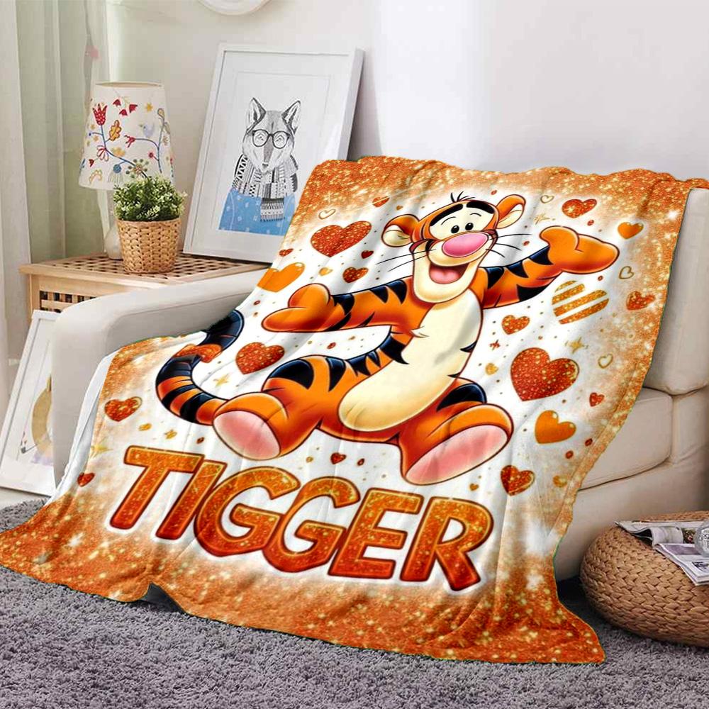 Tigger'S Heartfelt Adventure Flannel Blanket Super Soft Warm Cozy Blanket For Sofa Bed Office Travel Allseason Home Decor Gift