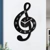Modern Acrylic Analog Black Wall Clock With 3D Musical Note Design Roman Numerals Quiet Movement Easy Installation