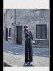 High-Waisted Black & Gray Wide-Leg Jeans - Adjustable Multi-Button Design, Loose Pear Shape, Floor Length for Women