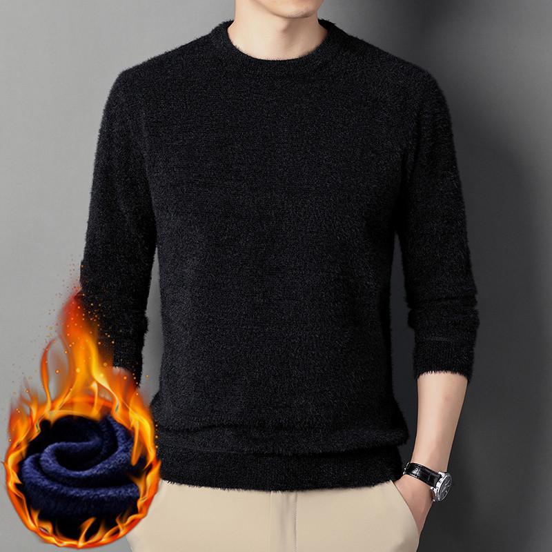 

Свитер мужской круглый вырез имитация хорька бархат однотонный нижние свитера средний возраст теплый верх пуловер зима XXXL/125/185