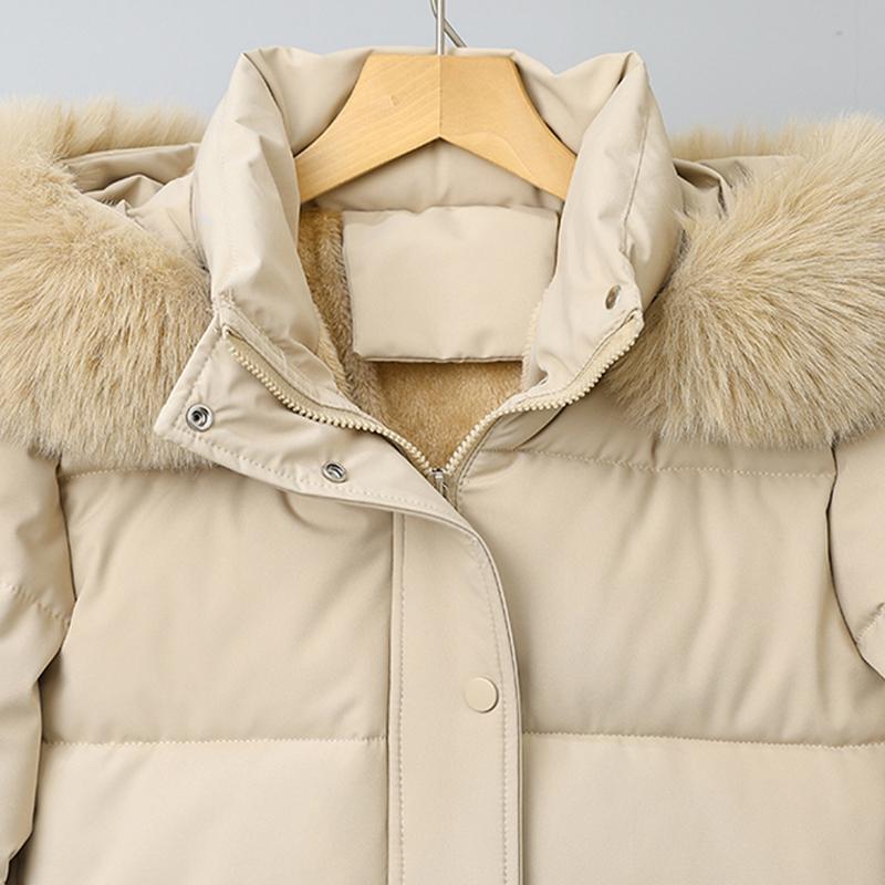 Mode Wintermantel Damen Kurzparkas Kapuze Kunstfellkragen Locker Dick Warm Damenjacken