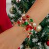 Layered Christmas Bracelet Set Red Green Stackable Bracelets Sweet Beaded Hand Chain  Holiday Party