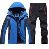 Men's Winter Snow Mountaineering Suit Outdoor Hiking Work Suit Large Warm Jacket + Warm Pants 2 Piece Set