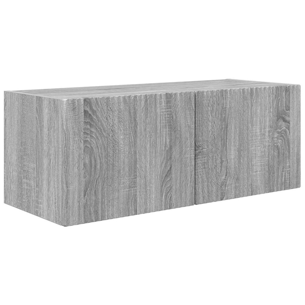 TV Wall Shelf Set Wall Mounted 4 pcs Grey Sonoma Wood Based Material