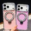 Applicable to iPhone17promax fulcrum glitter bracket Apple 16 mobile phone case luxury flash diamond 15 anti-drop
