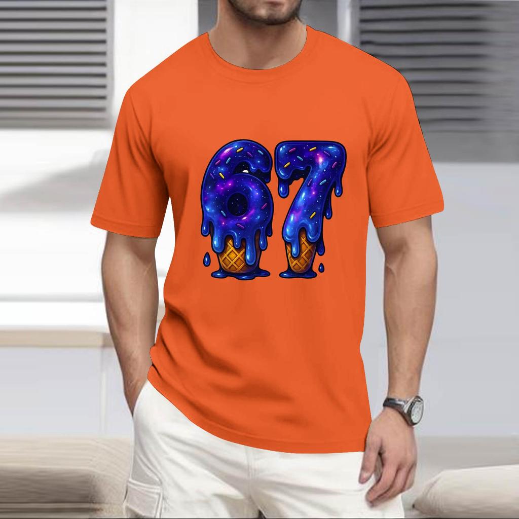 Men's Popular T-shirt Printed Round Neck Short Sleeve T-shirt