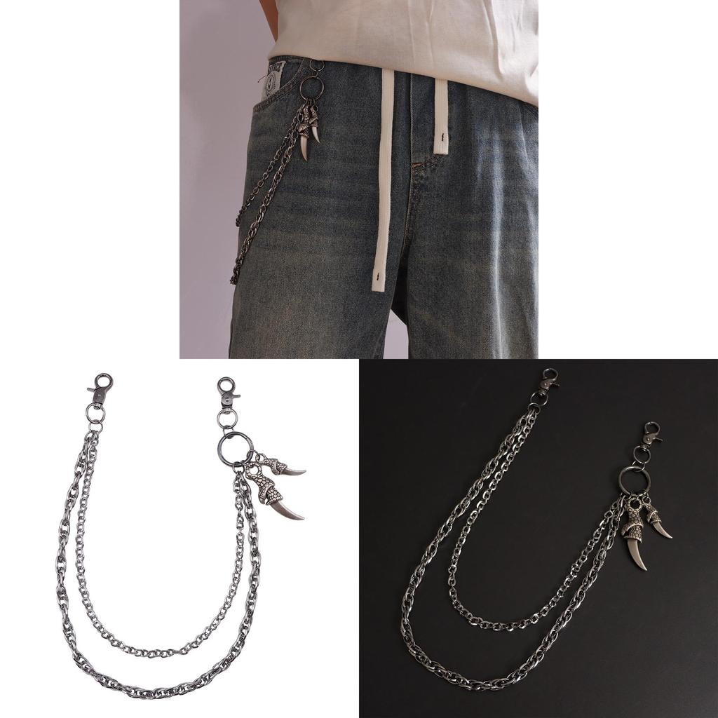 Hip Hop Double Layer Gun Black Metal Belt Chain With Large Eagle Claw Pendant For Men And Women