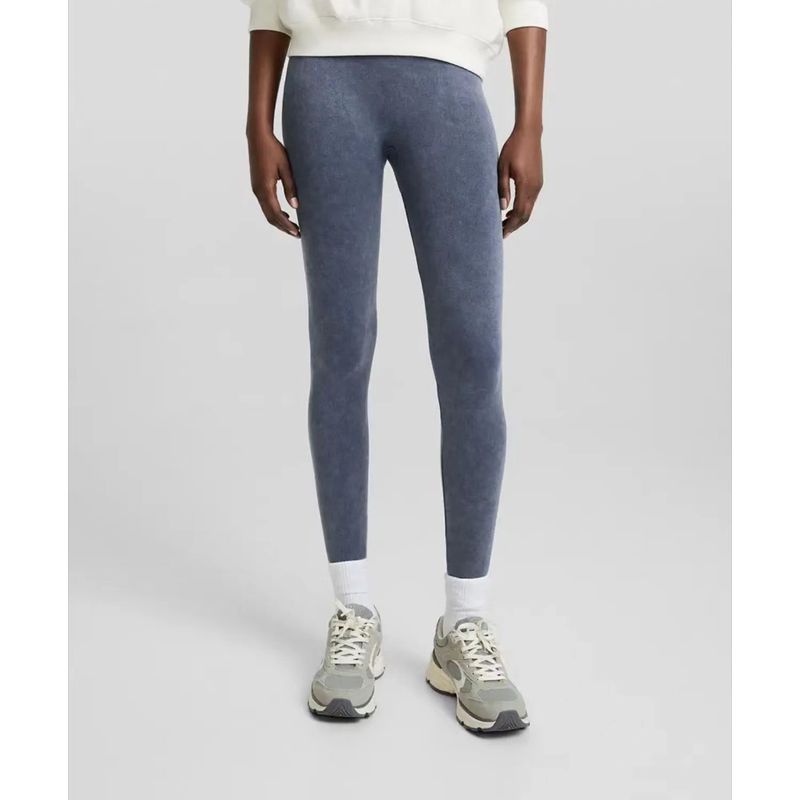 

B * Yuan Outdoor Sports Seamless Washed Women s Silm Pure Color Seamless Tight Leggings Water wash blue XS/S