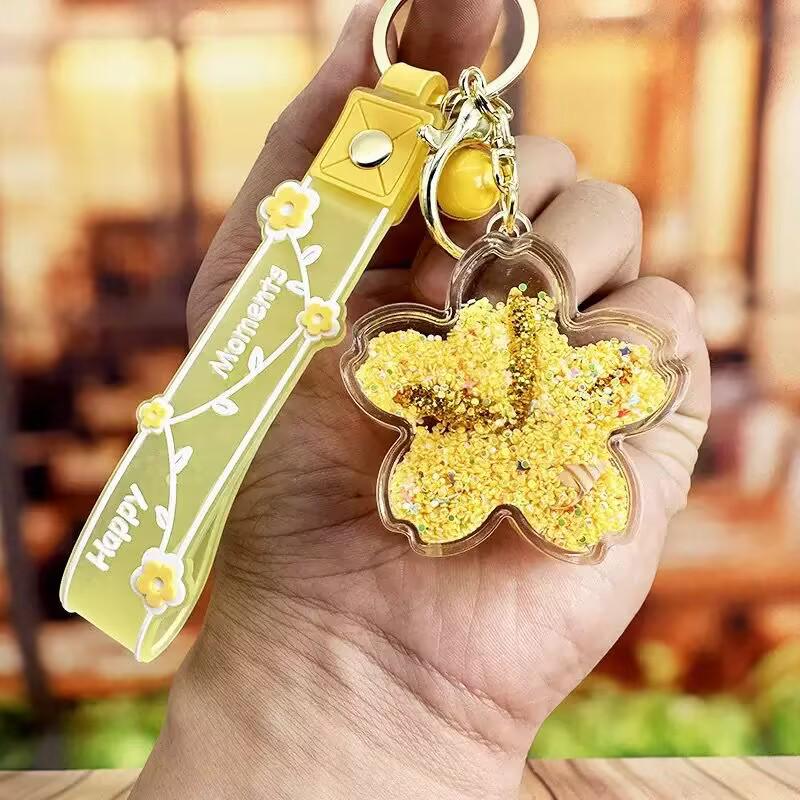 Breloc Stea de Mare Nisip Mișcător Ulei: Pandantiv Exquisit pentru Genți de Damă, Studenți și Copii - Decor Drăguț cu Ghiozdan Flotant