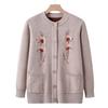 Women Plus Velvet Thickened Sweater for Middle-aged and Elderly People In Autumn and Winter Embroidered Cardigan for Mother Coat for Elderly People