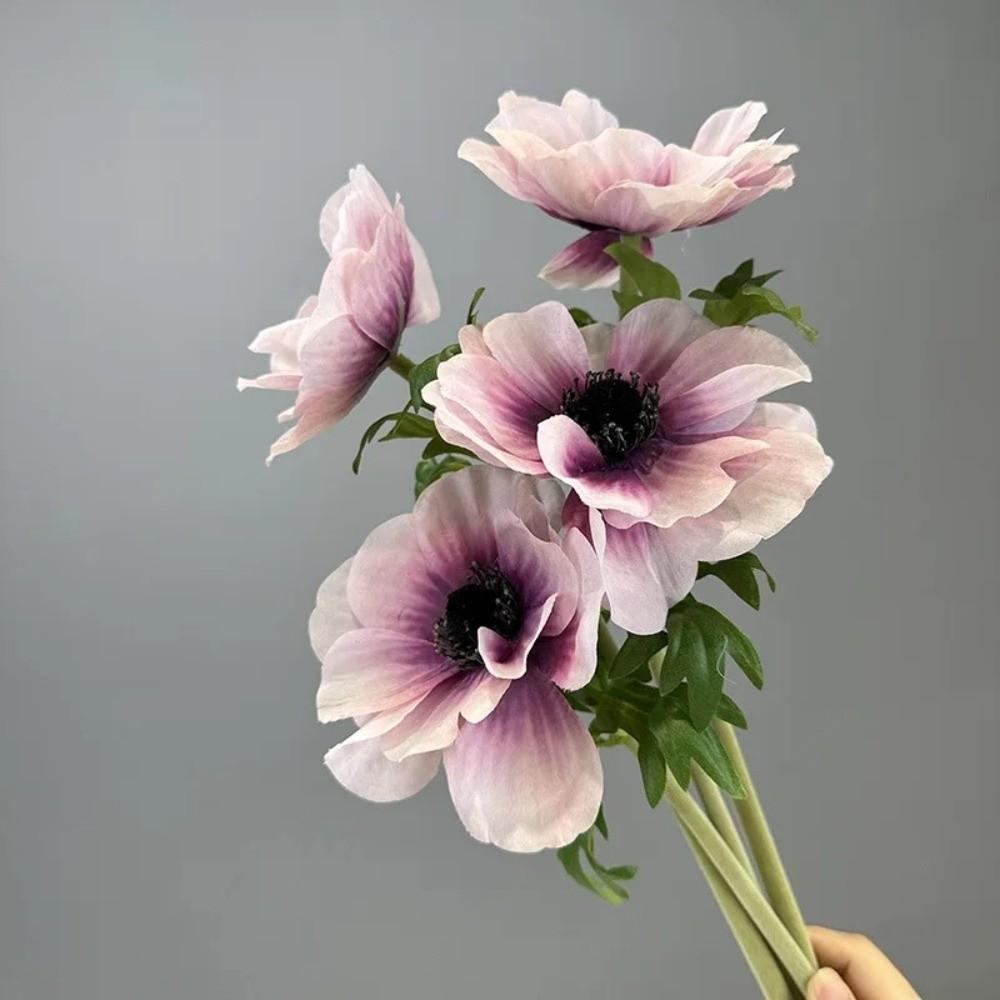 Silberner Lotusblütenzweig Künstliche Anemone Heimdekoration Simulationsblume Innenraumdekoration