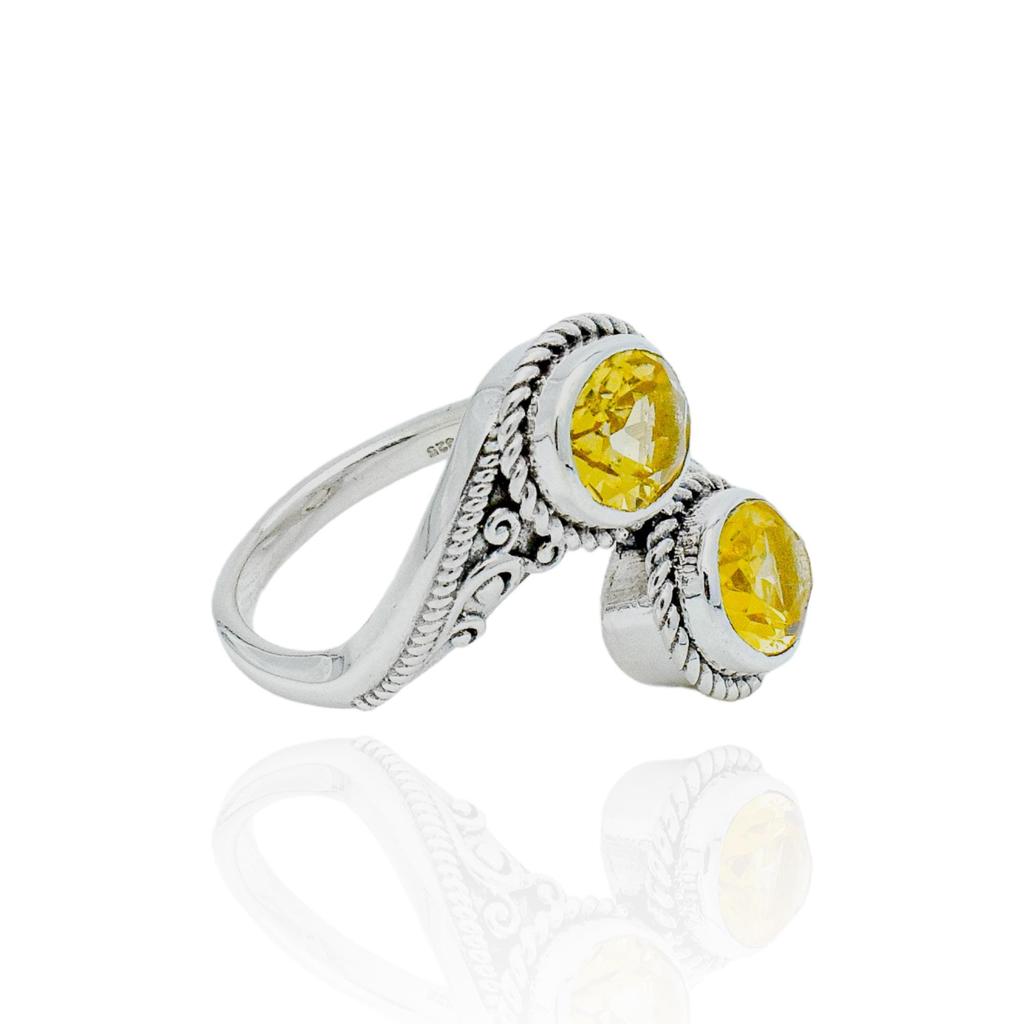 Citrine Ring: 925 Sterling Silver, Unique Gemstone Shape