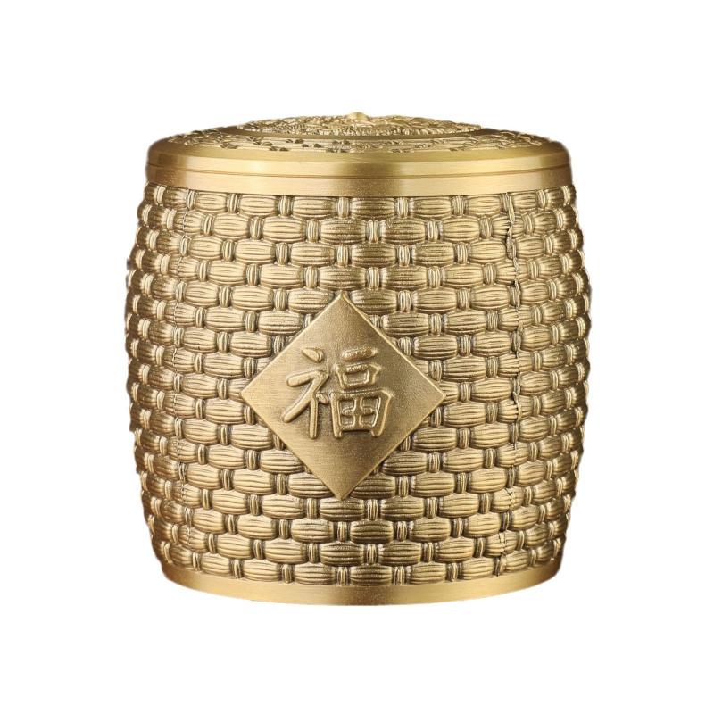 Office Desk Ornament Brass Tea Canister