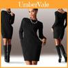 Elegant Summer Solid Casual O Neck Long Sleeve Bodycon Dress With Pockets