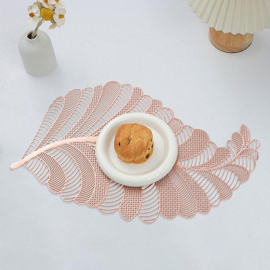 Table Placemat Irregular Hollow Leaf Shape Japanese Style Non-slip Waterproof Heat Insulation PVC Dishwasher Safe Dining Mat Kitchen Supplies