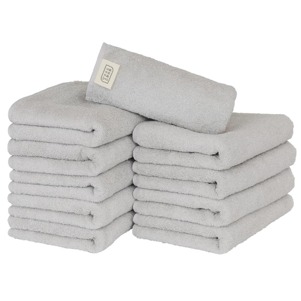 Towel Laboratory Face Soft Standard Medium Low Fast JapanTechnology [Everyday Simple] #001 Towels, Gray, 10-Piece Set, Type, Weight, Lint, Absorbency,