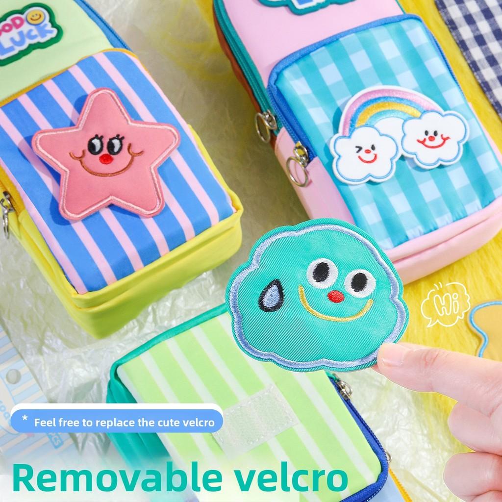 Korean Style Striped Stationery Bag With Large Capacity For Girls And Students