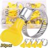 30pcs Yellow Plastic Handle Stainless Steel Hose Clamps Butterfly Hose Clamp  Air Pipe