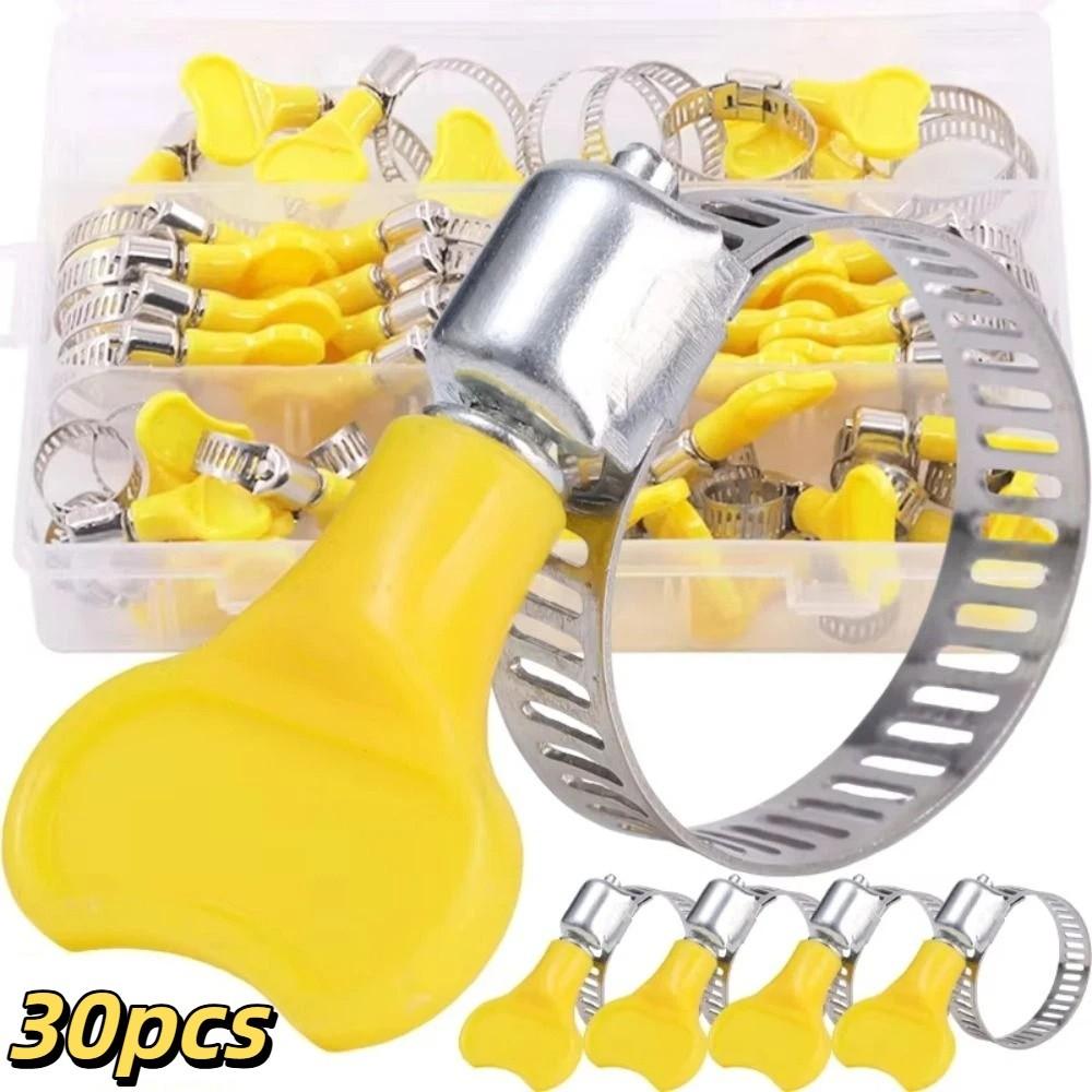 30pcs Hand Twist Design Stainless Steel Hose Clamps Butterfly Hose Clamp  Air Pipe