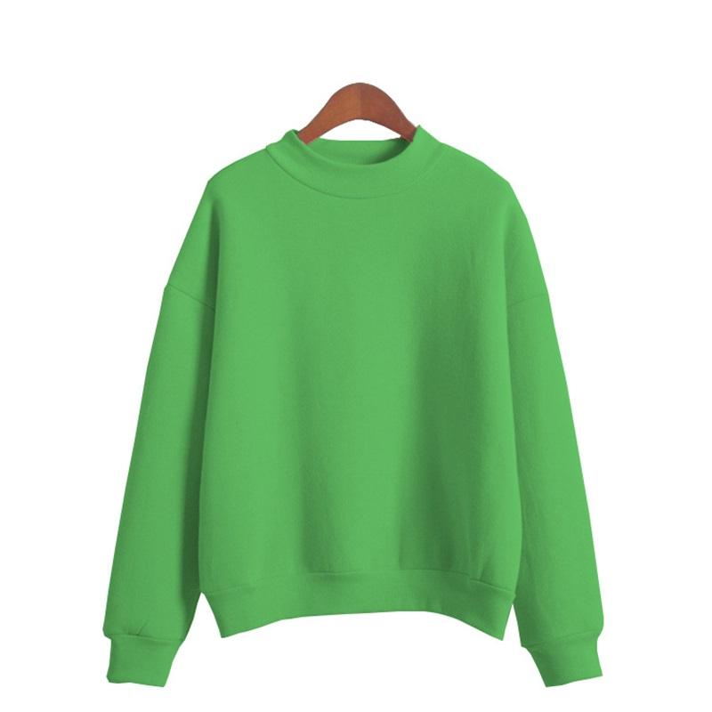 Solid Color Small High Neck Loose Casual Plus Velvet Long Sleeved Top
