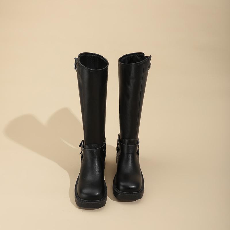Factory custom western cowboy retro Maillard women's boots thick heel high boots square sleeve knight boots fashion boots