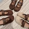 Round head buckle year word daily Mary Jane shoes single shoes fashion casual comfortable soft leather lightweight