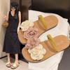 Summer Trendy and Fashionable Shoes Comfortable and Wear-resistant One-shoulder Slippers and Lightweight Flat Slippers for Home Use