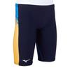 MIZUNO FX SONIC Prism Half Size FINA Swimming for Competitive Swimming and Challenge N2MB1031 Men's Spats, M, Navy/Yellow, (International Federation)