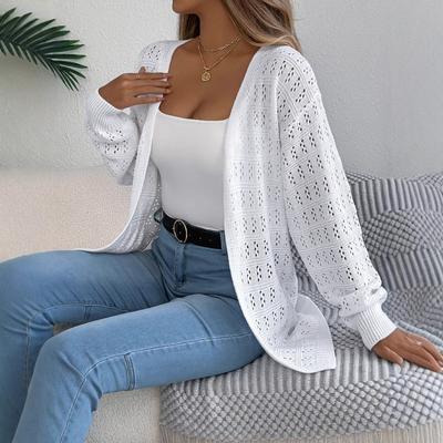 Solid-color, Hollowed-out Lantern, Long-sleeved Cardigan, Mid-length Coat for Women's Clothing In Autumn and Winter