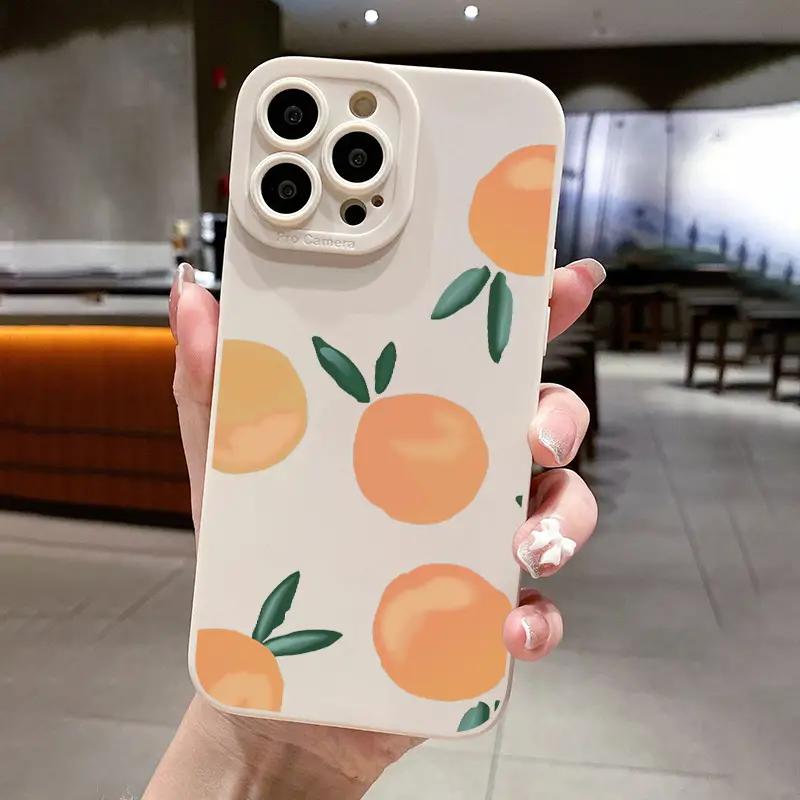 Case For iPhone 17 16 15 Case iPhone 14 Pro Max Cases Vibrant Orange Fruit Graphic Case For iPhone 16 Plus 16E 16 13 12 11 Cover